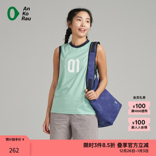 图形针织布宽松背心 女士户外休闲运动经典 素然AnKoRau 安高若夏季