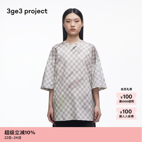 3ge3 project纯棉针织布男T恤