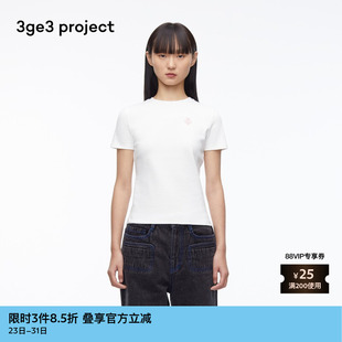 春季 project 素然3ge3 女士多色纯棉针织布白色T恤 新品