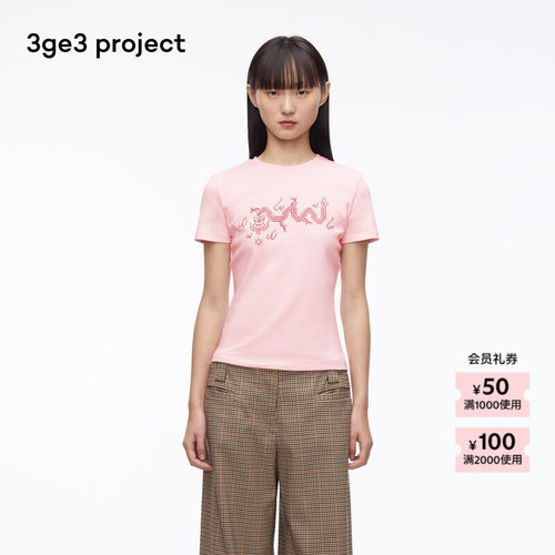 3ge3project纯棉针织布女T恤