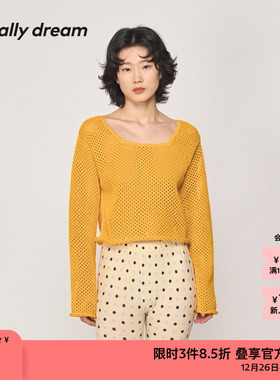 素然usually dream 柔软舒适挑洞宽松长袖软糯针织衫