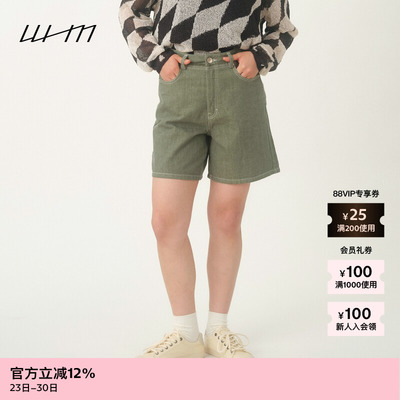 ZUCZUG斜纹厚实棉麻牛仔短裤