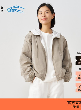 素然klee klee 秋季女士休闲气质经典回收尼龙运动感薄棉短外套