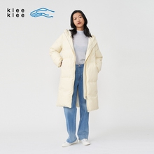 素然klee klee 女士环保棉尼龙连帽可收腰长款保暖羽绒服