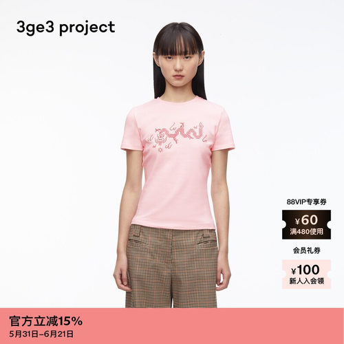 3ge3project纯棉针织布女T恤