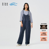 新品 明星同款 素然klee klee 夏女士复古松斜纹牛仔背带裤