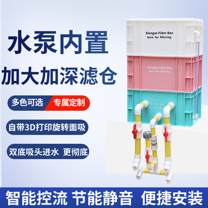 工业风内置水泵中号周转箱过滤系统鱼缸过滤水循环内置变频水泵