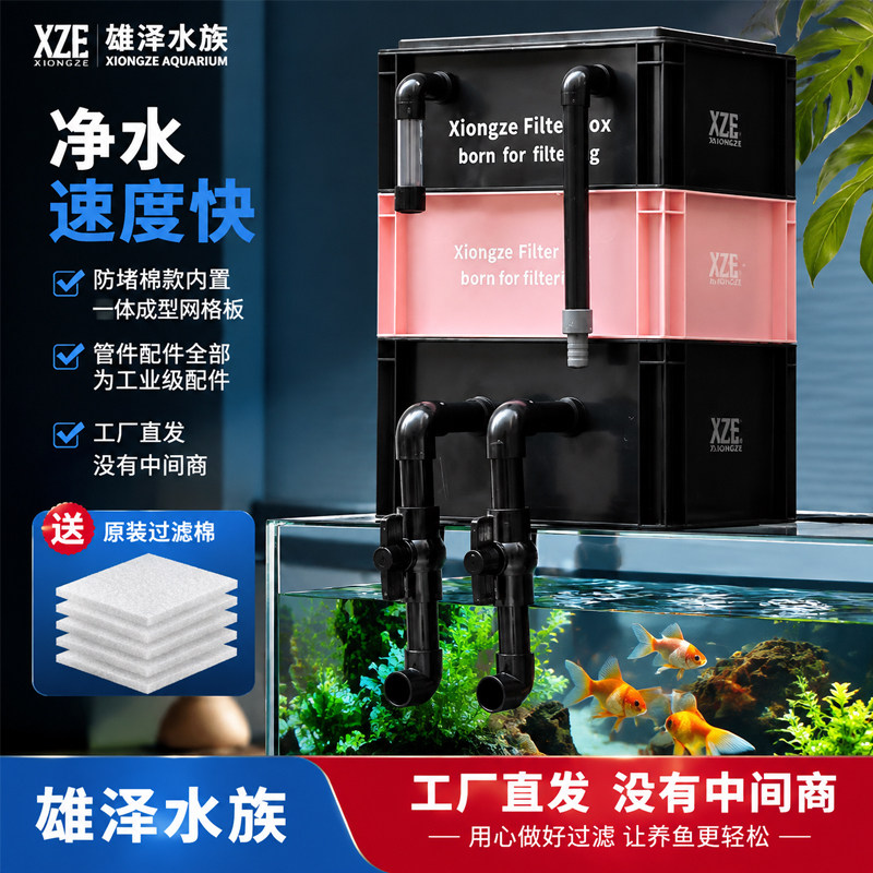 鱼缸鱼池过滤器 观赏鱼金鱼乌龟锦鲤周转箱三合一上置滴流过滤箱图片
