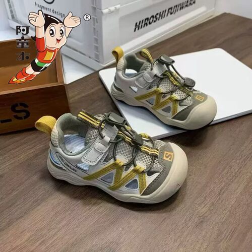 阿童木真皮男童夏季防滑沙滩凉鞋