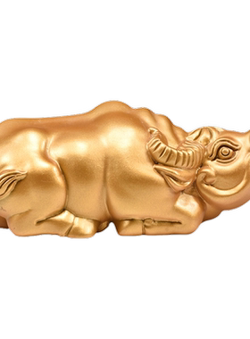 金色木质牛摆件木雕水牛生肖牛木牛家居客厅办公室装饰送礼工艺品