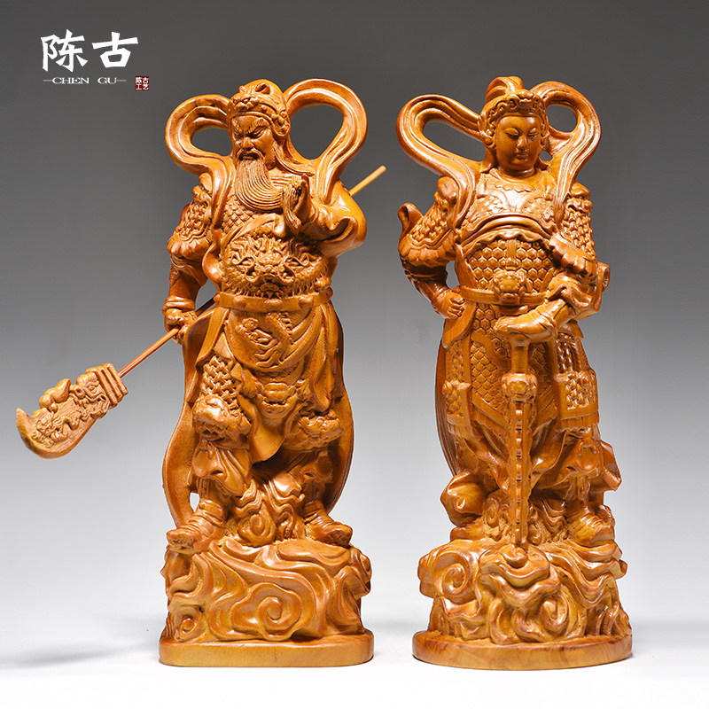 香樟木雕伽蓝韦陀佛像摆件