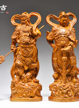 香樟木雕伽蓝韦陀佛像摆件