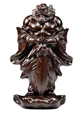 黑檀实木雕刻天师福神钟馗神像摆件家居办公桌面装饰供奉工艺礼品