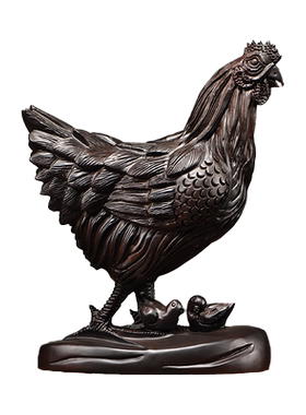雕刻十二摆设红木工艺品生肖鸡