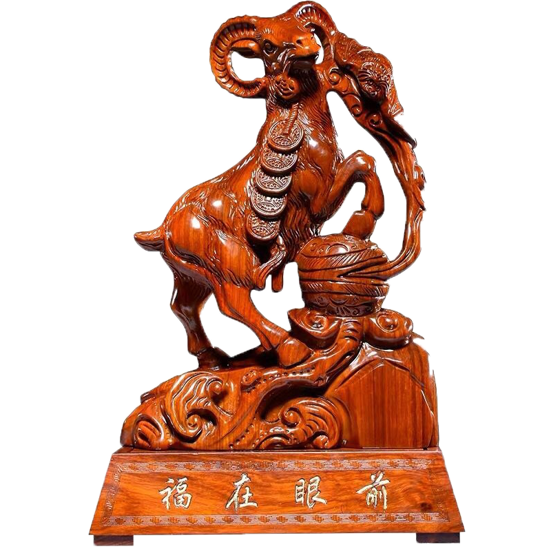 福在眼前红木12生肖客厅工艺品