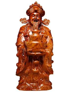 佛像摆件元宝财神爷红木工艺品
