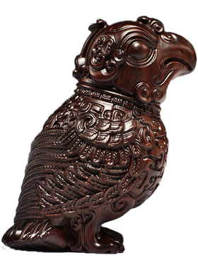 雕刻鹦鹉摆件实木家居办公装饰