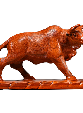 花梨木雕牛摆件工艺品客厅
