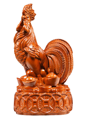 花梨木雕鸡摆件木头鸡实木鸡生肖红木大公鸡家居客厅装饰摆设礼品