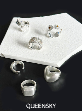 欧美冷淡风几何方形戒指