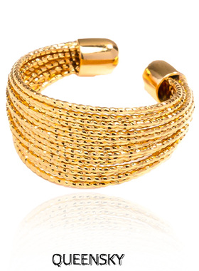 欧美轻奢多层纹理开口戒指金银两色耳扣个性时尚百搭多样搭配配饰