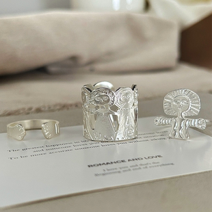 清冷感氛围感海神戒指新款胡椒盐时尚小众设计复古趣味百搭开口