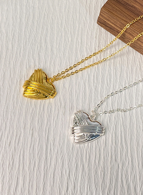 ins风happyrim同款单面编织爱心项链out of laber心形吊坠毛衣链