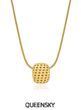 欧美复古轻奢前卫方形镂空吊坠项链女小众简约百搭秋冬新款毛衣链