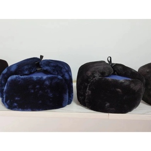 正品寒区皮帽 蓝色消防棉帽 冬天下雪防寒棉帽 长毛帽子