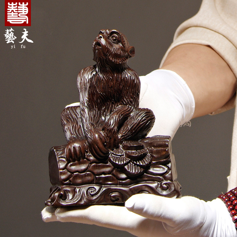 黑檀木生肖猴家居客厅工艺礼品