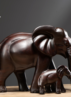 工艺黑檀木雕刻家居客厅大象摆件
