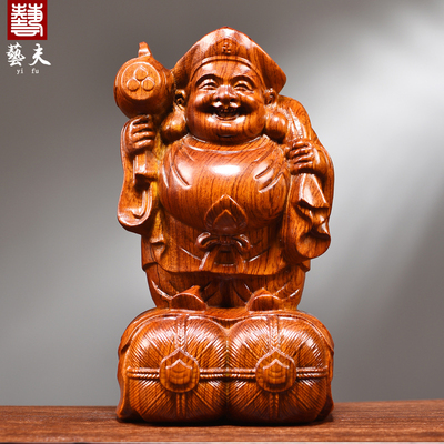 花梨木雕大黑天神像实木财神爷