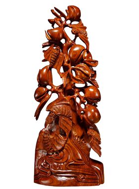 实木雕刻摆件乔迁礼品五福临门