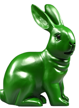 绿色木雕兔子摆件木质生肖装饰