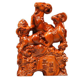 花梨木雕三羊开泰摆件实木质三阳开泰家居客厅办公室装饰工艺礼品