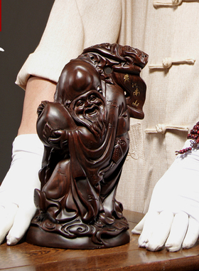 黑檀木老寿星生日礼品家居装饰