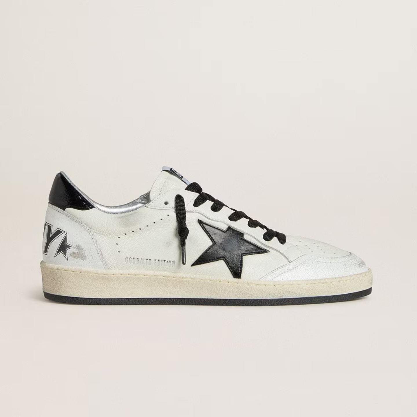 好鞋定制 做旧小脏鞋 白色复古黑尾星黑系带  男鞋女鞋情侣款板鞋