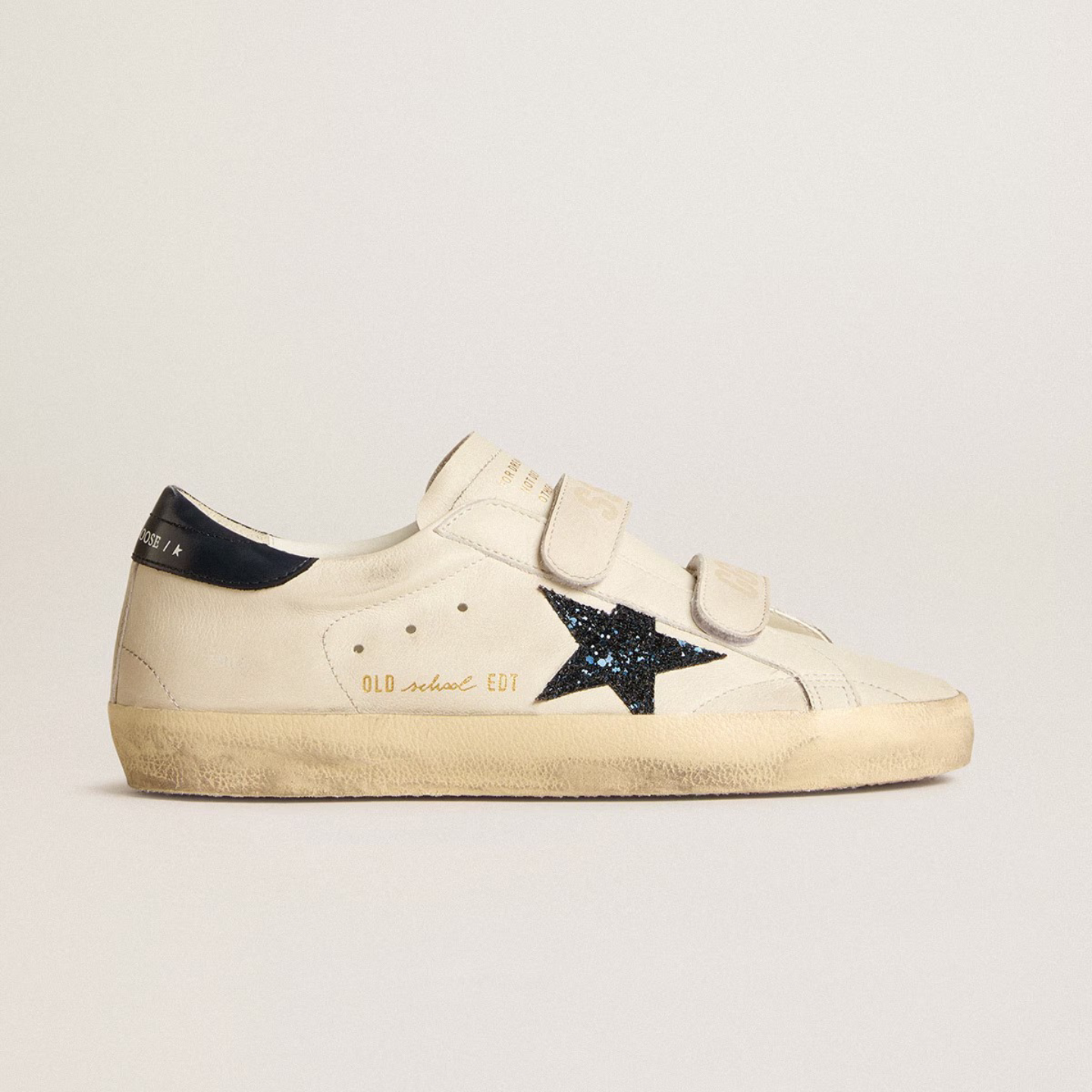 好鞋定制 做旧小脏鞋 白色牛皮魔术贴黑尾百搭男鞋女鞋情侣款板鞋