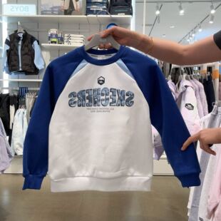 斯凯奇男女童简约针织套头卫衣P425B030 0019