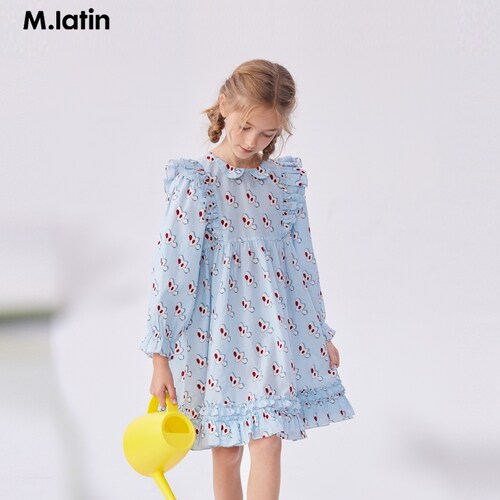 马拉丁24年春女大童长袖连衣裙124213406I