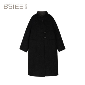 BSiEE本涩休闲立领时尚单排扣双色简约大衣