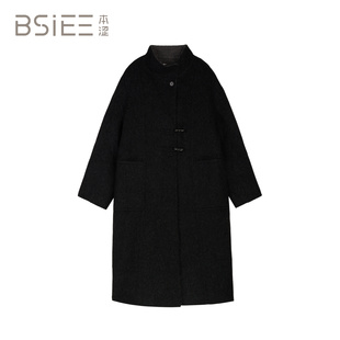 BSiEE本涩休闲立领时尚单排扣双色简约大衣