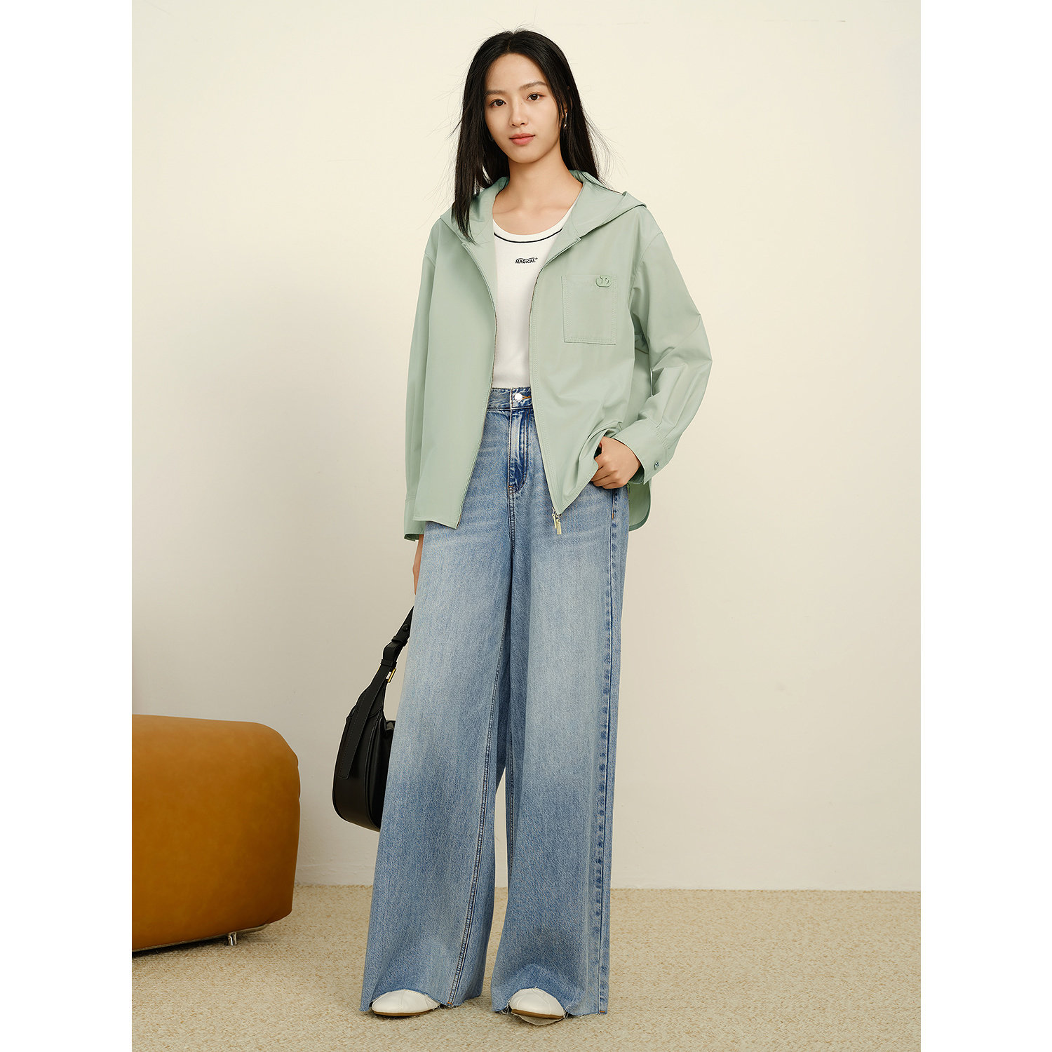 JUZUI玖姿休闲宽松长袖夹克外套女JWFQ40530