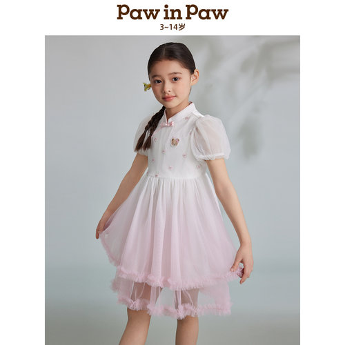 PawinPaw卡通小熊童装25年春夏女童连衣裙公主裙
