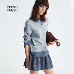 TeenieWeenie小熊女装毛针织衫衬衫拼接假两件开衫