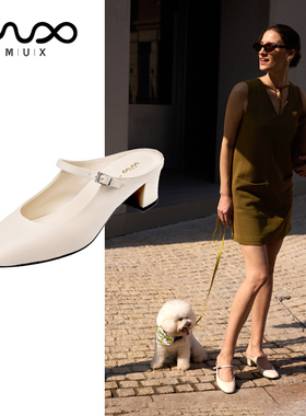 MUX迈思2025春夏休闲舒适穆勒鞋包头玛珍丽拖鞋粗跟女鞋82162