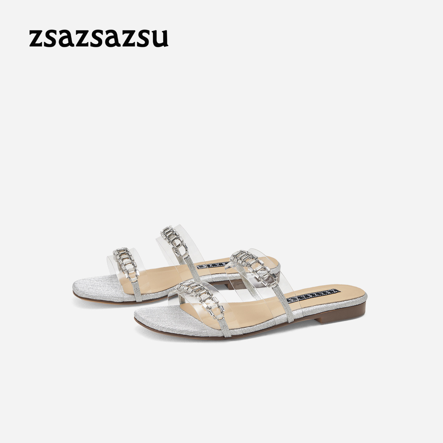 莎莎苏2026夏款钻带复古海边凉拖鞋女外穿通勤一脚蹬Z76306A-12