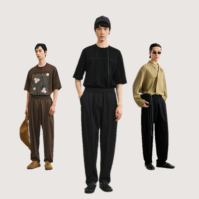 速写男男士宽松直筒休闲裤9P5E11480