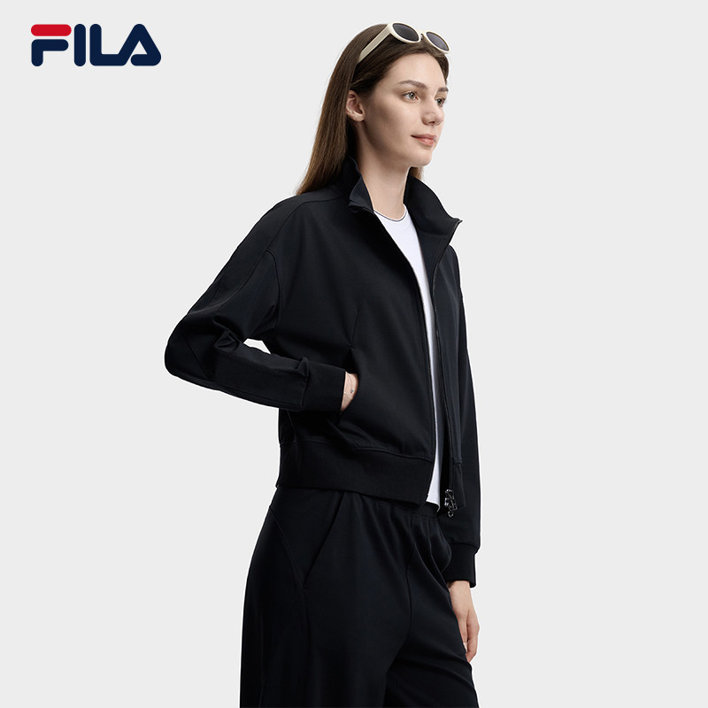 FILA 斐乐官方女士针织长袖外套2026夏新款立领上衣F11W623501F