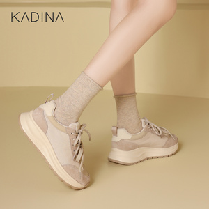 KADINA卡迪娜撞色阿甘鞋双拼鞋带舒适运动女休闲鞋KCL261703